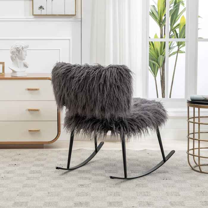 Faux Fur Armless Rocking Chair