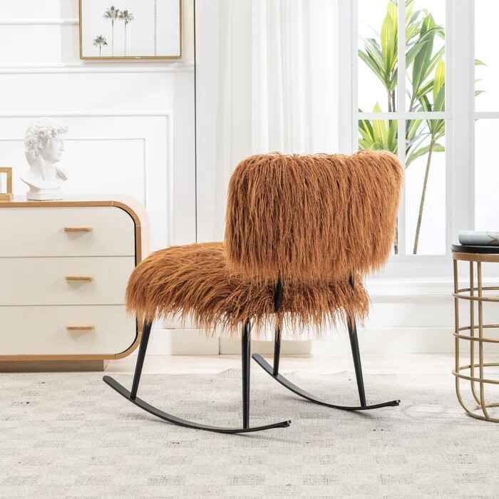 Faux Fur Armless Rocking Chair