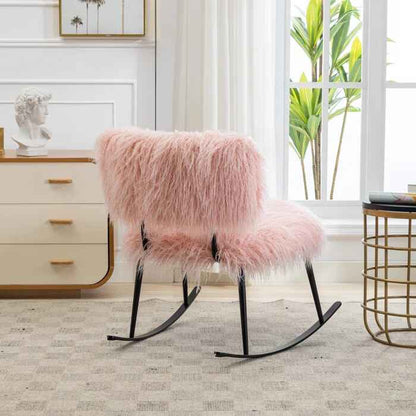 Faux Fur Armless Rocking Chair