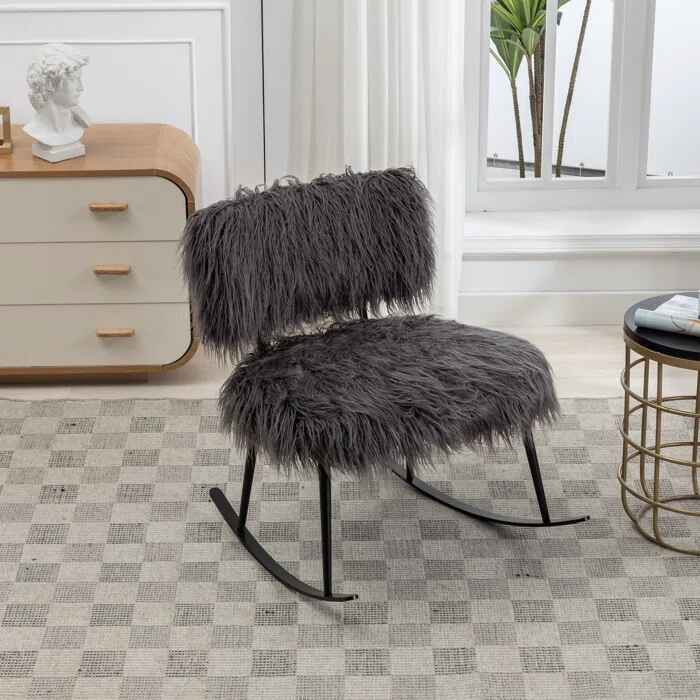 Faux Fur Armless Rocking Chair