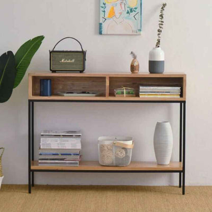 Modern Minimalist Wood Console Table with Storage Drawers