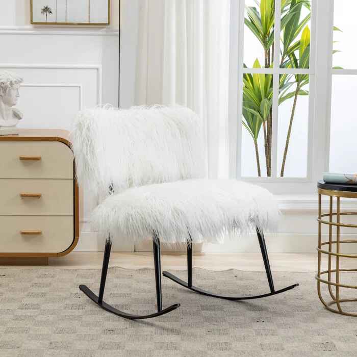 Faux Fur Armless Rocking Chair