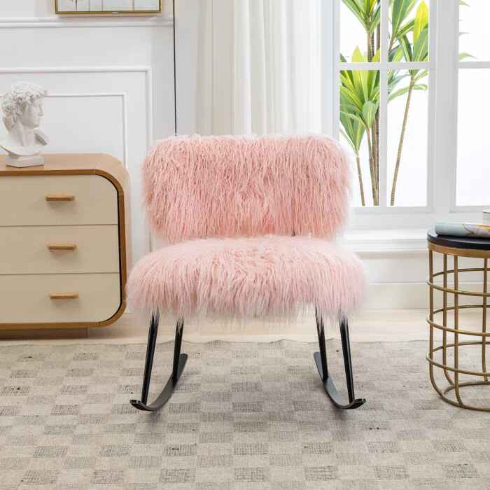 Faux Fur Armless Rocking Chair