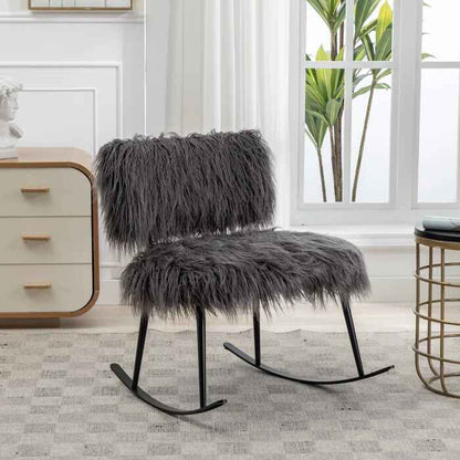 Faux Fur Armless Rocking Chair