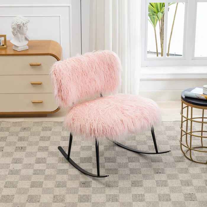 Faux Fur Armless Rocking Chair