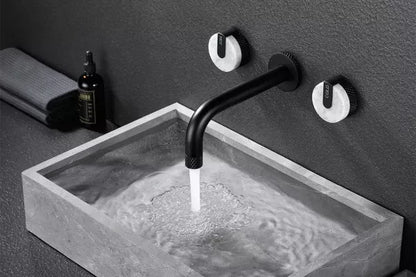 Contemporary Matte Black Wall-Mounted Dual Handle Bathroom Faucet