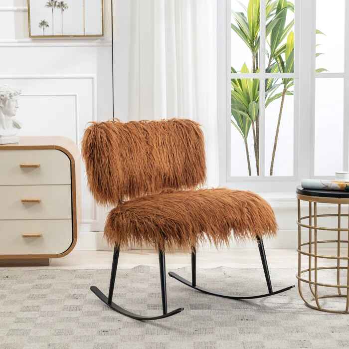 Faux Fur Armless Rocking Chair