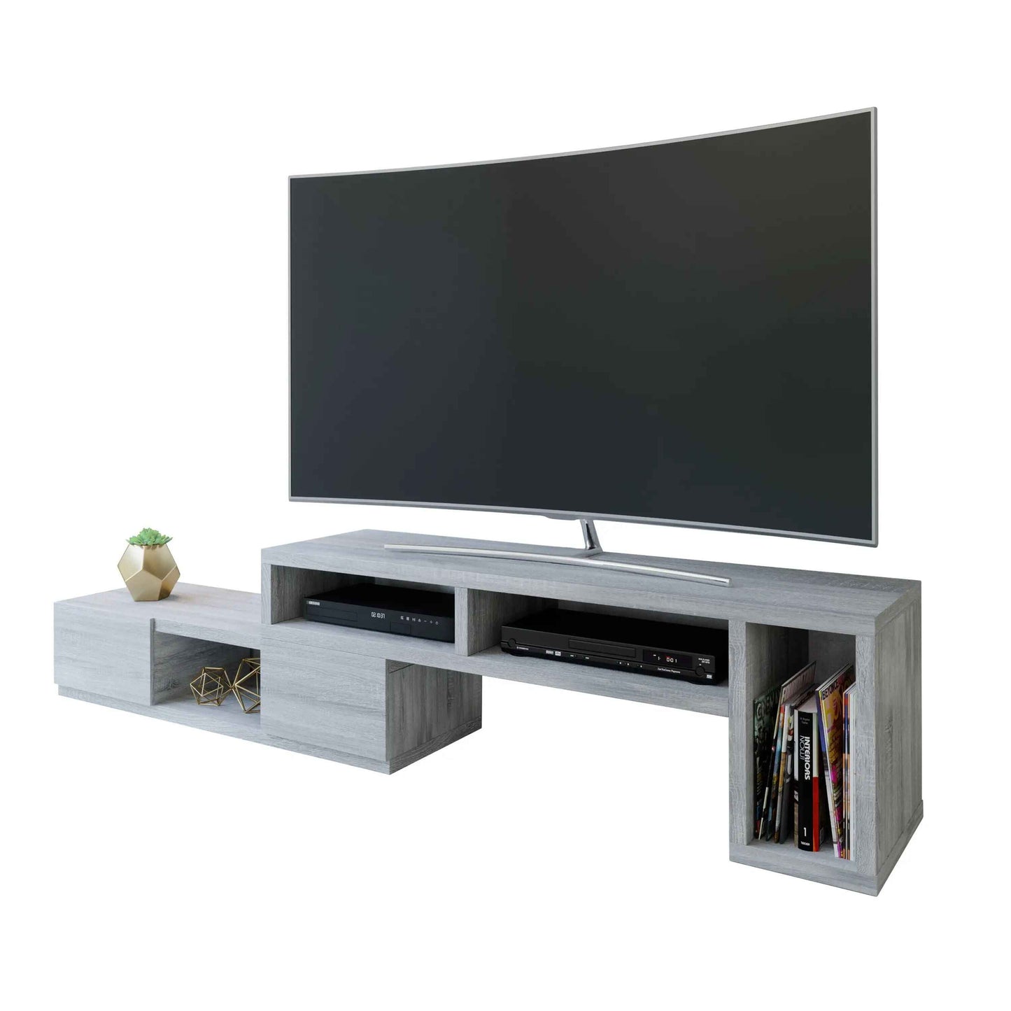 Modern Grey Low Profile TV Stand Console