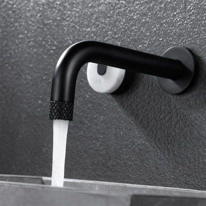 Contemporary Matte Black Wall-Mounted Dual Handle Bathroom Faucet