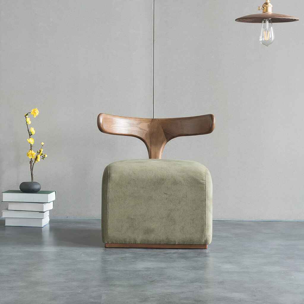 Nordic Modern Solid Wood Fabric Leisure Chair