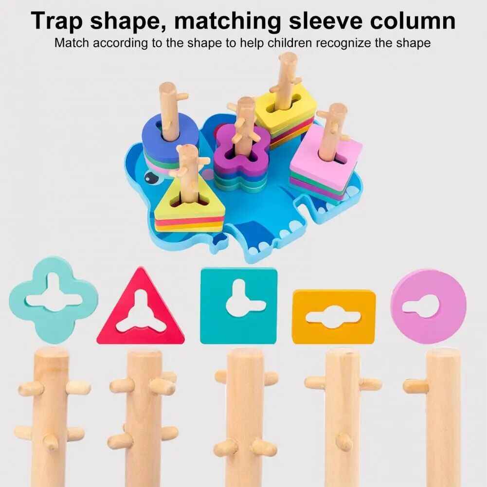 Wooden Animal Shape Puzzle & Stacking Toy for Kids’ Development