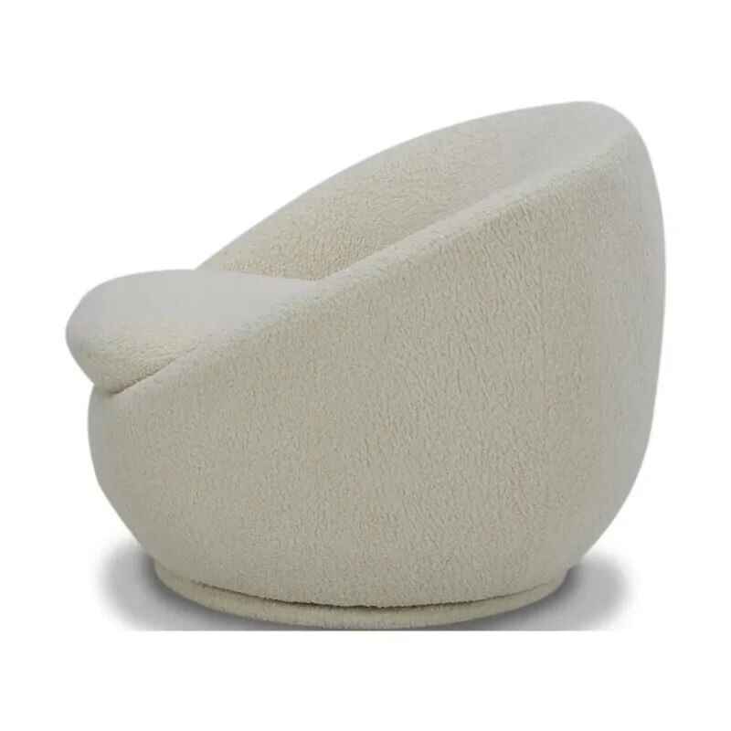 Cream Faux Shearling 360° Swivel Lounge Chair – Modern Comfort Accent Furniture