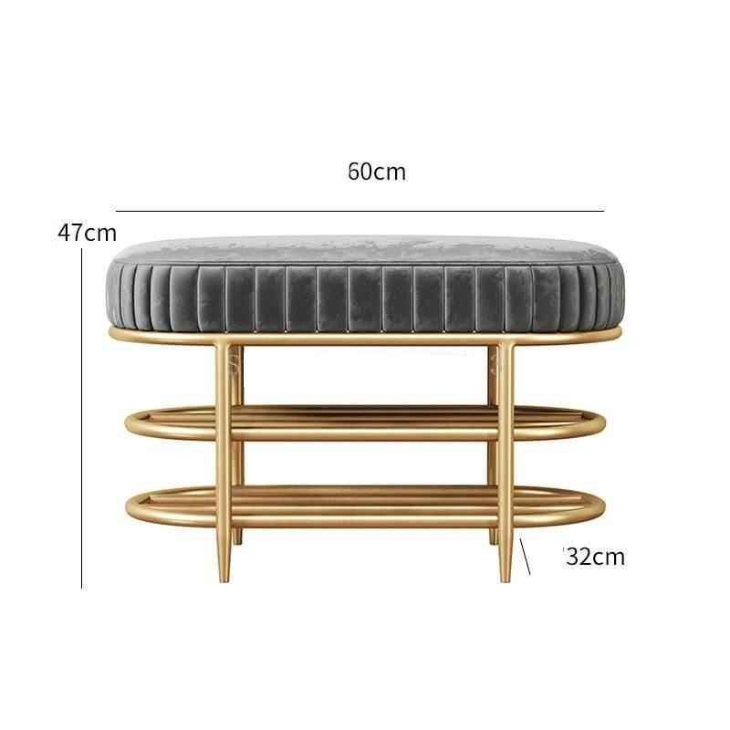 Versatile Velvet Shoe Bench – 2-Tier Ottoman Storage for Modern Homes