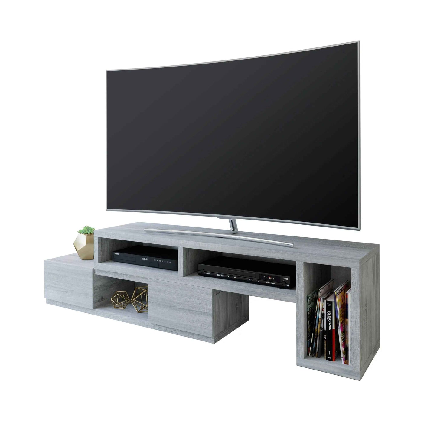 Modern Grey Low Profile TV Stand Console