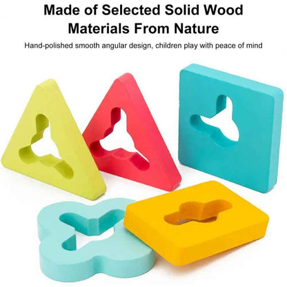 Wooden Animal Shape Puzzle & Stacking Toy for Kids’ Development