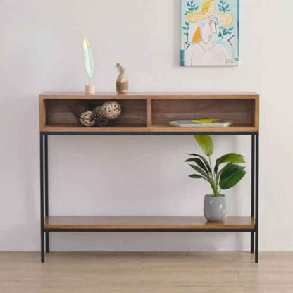 Modern Minimalist Wood Console Table with Storage Drawers