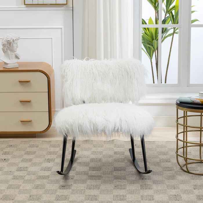 Faux Fur Armless Rocking Chair