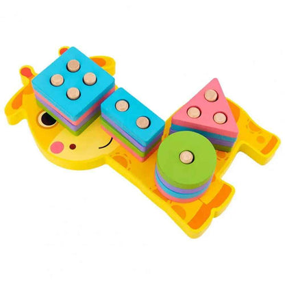 Wooden Animal Shape Puzzle & Stacking Toy for Kids’ Development