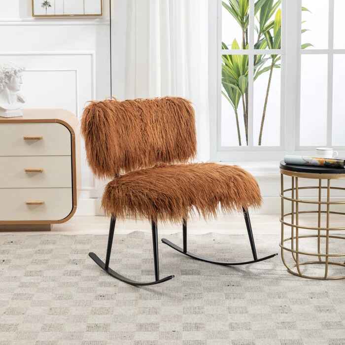 Faux Fur Armless Rocking Chair