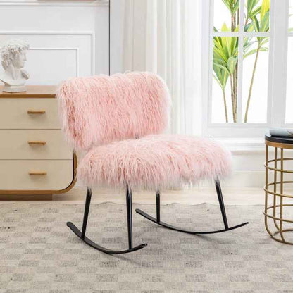 Faux Fur Armless Rocking Chair