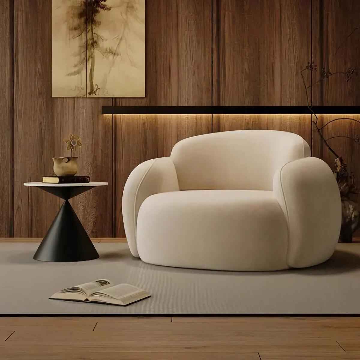 Luxury Minimalist Lounge Sofa – Modern Comfort Single Seater