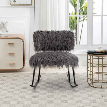 Faux Fur Armless Rocking Chair