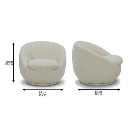 Cream Faux Shearling 360° Swivel Lounge Chair – Modern Comfort Accent Furniture