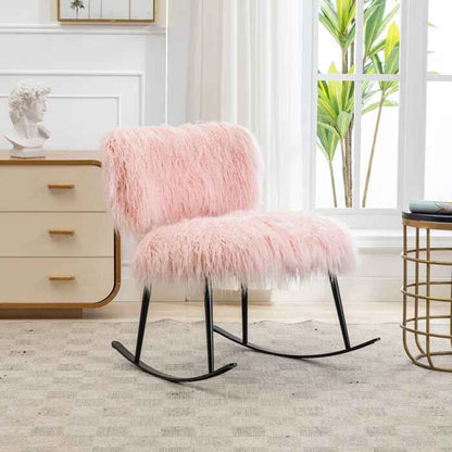 Faux Fur Armless Rocking Chair