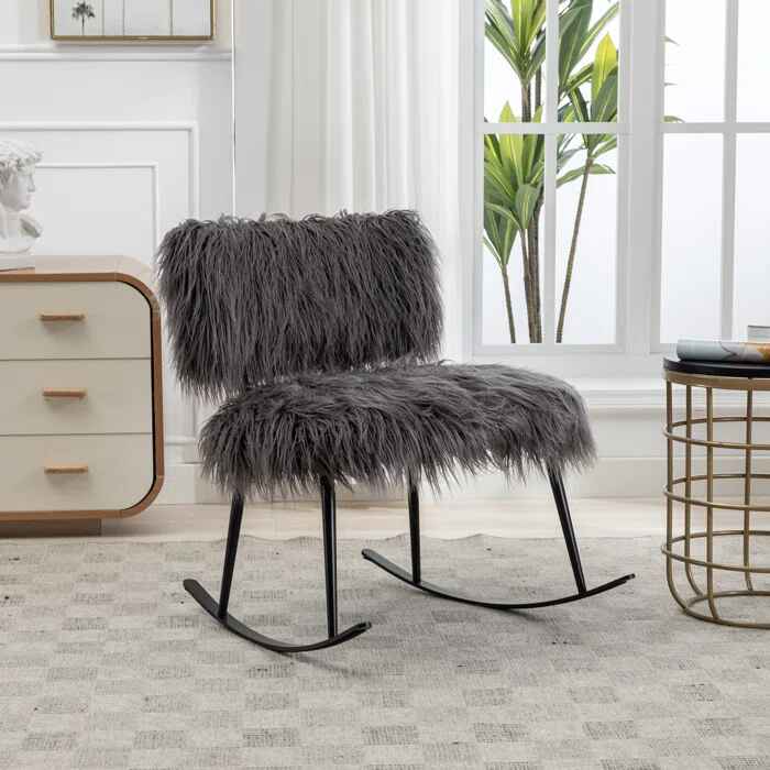 Faux Fur Armless Rocking Chair