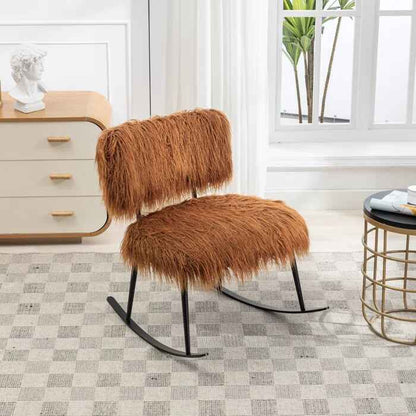 Faux Fur Armless Rocking Chair