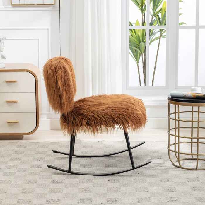 Faux Fur Armless Rocking Chair