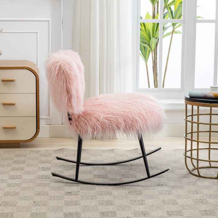 Faux Fur Armless Rocking Chair