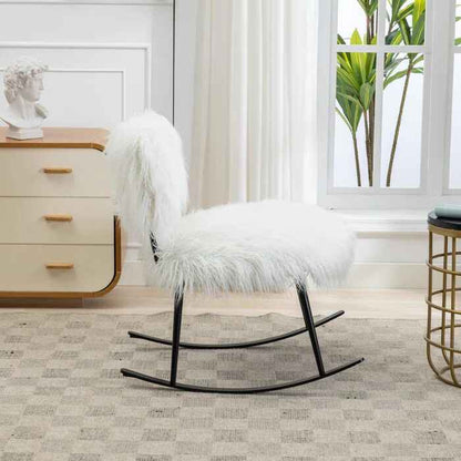 Faux Fur Armless Rocking Chair