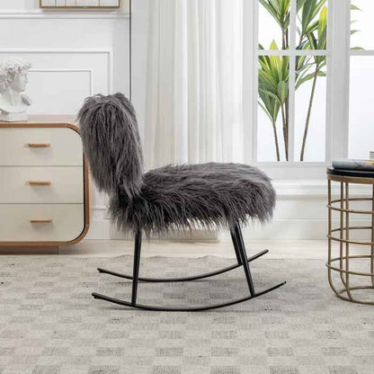 Faux Fur Armless Rocking Chair