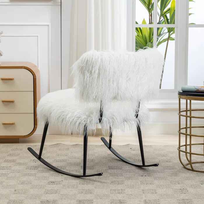 Faux Fur Armless Rocking Chair