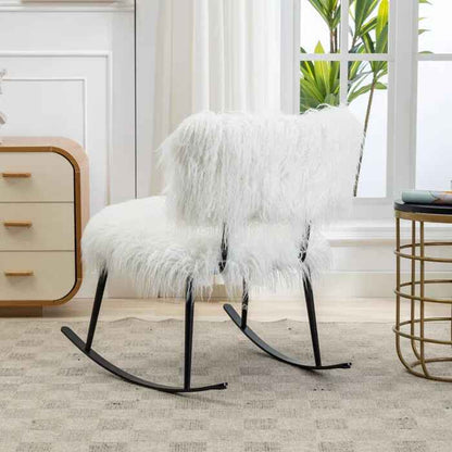 Faux Fur Armless Rocking Chair