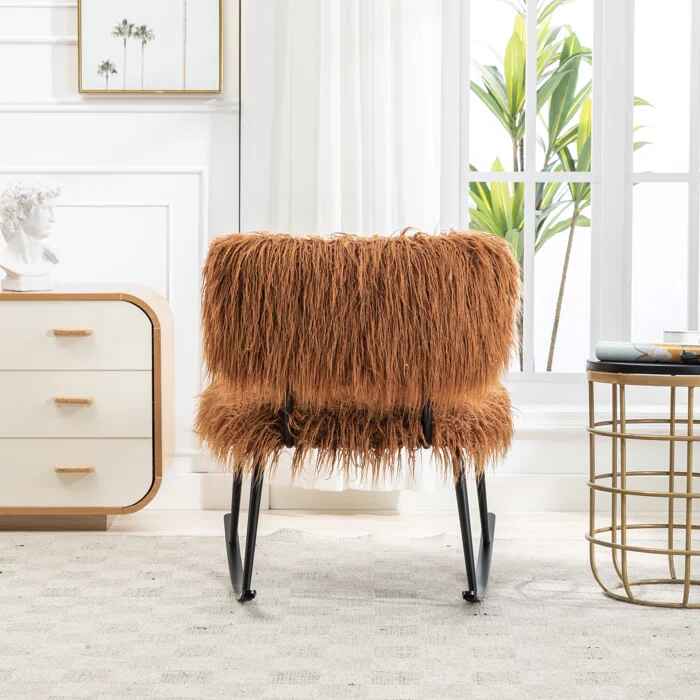 Faux Fur Armless Rocking Chair