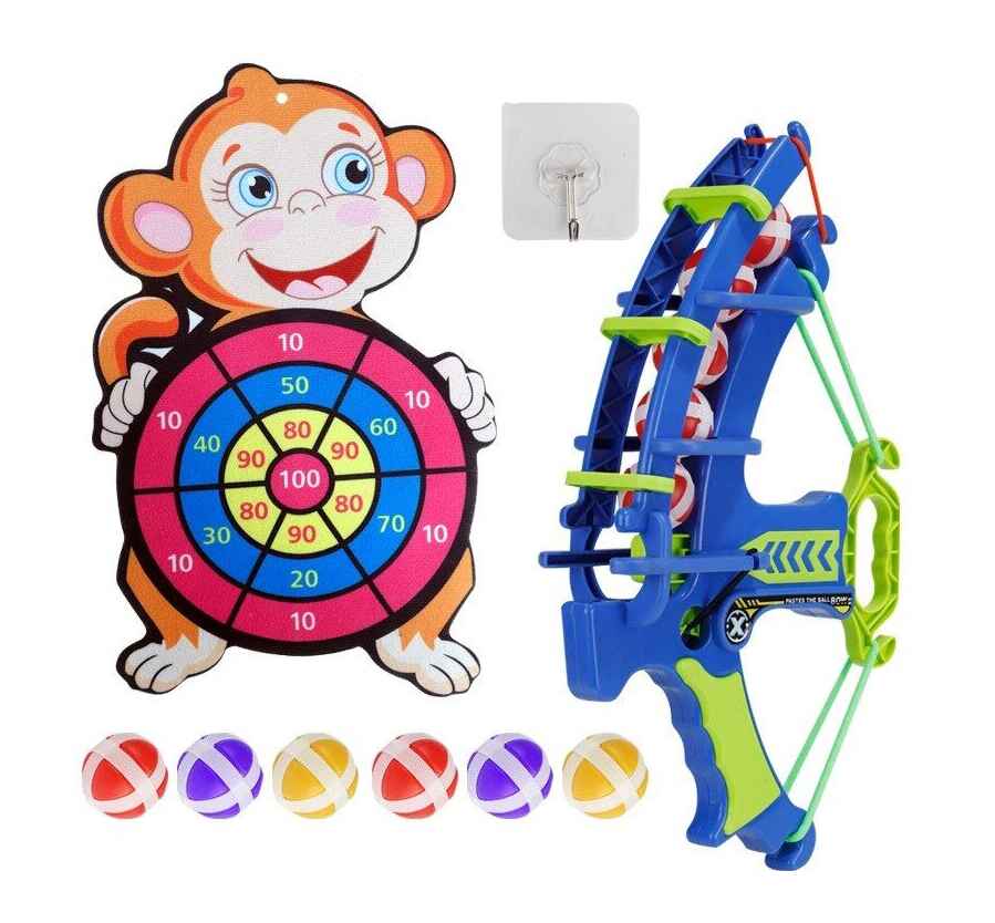 Multi-Game Slingshot & Sticky Ball Dartboard – Fun Outdoor Target Game for Kids