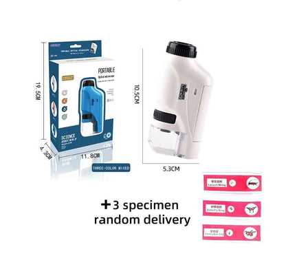 Compact LED Handheld Microscope 60X-120X – Portable Science Kit for Kids