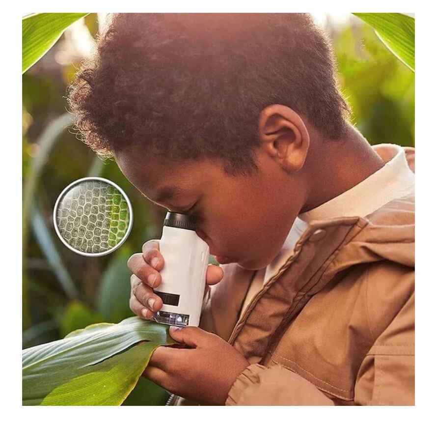 Compact LED Handheld Microscope 60X-120X – Portable Science Kit for Kids