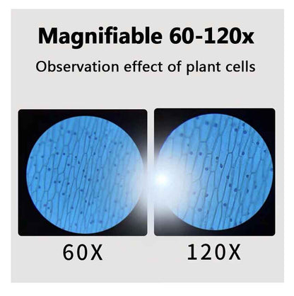 Compact LED Handheld Microscope 60X-120X – Portable Science Kit for Kids