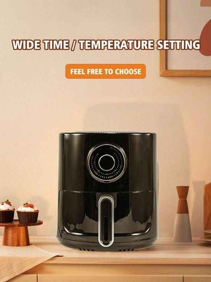 5L Black Stainless Steel Air Fryer – Multifunctional Non-Stick, Timer & Overheat Protection