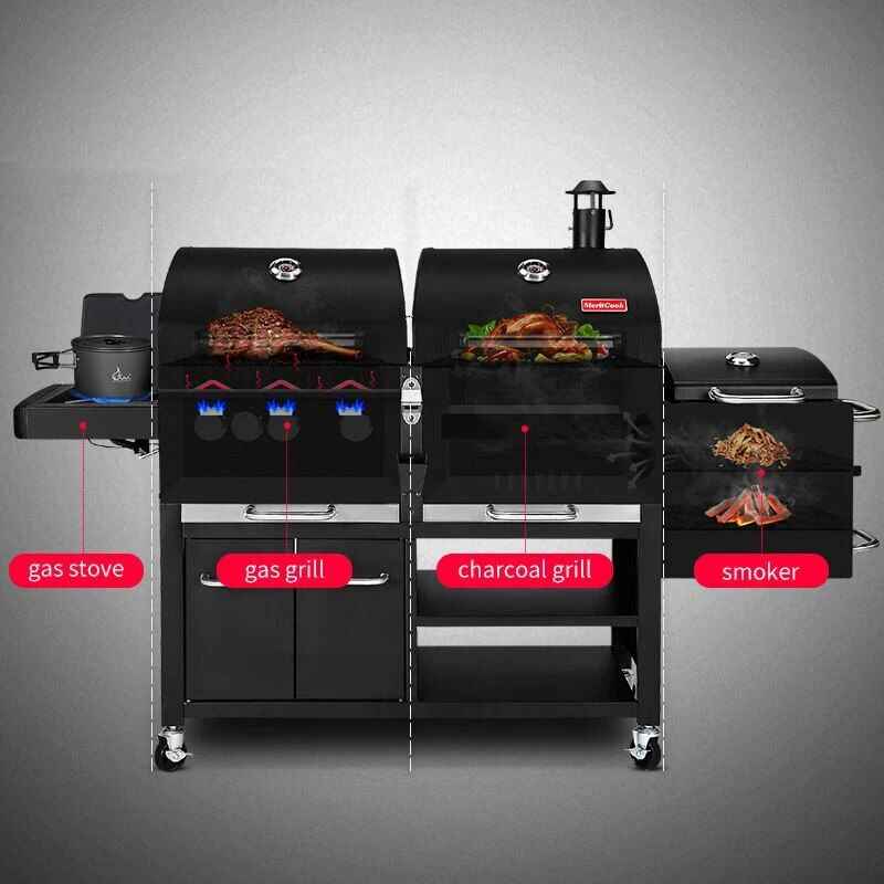 Outdoor Large Gas and Charcoal Grill