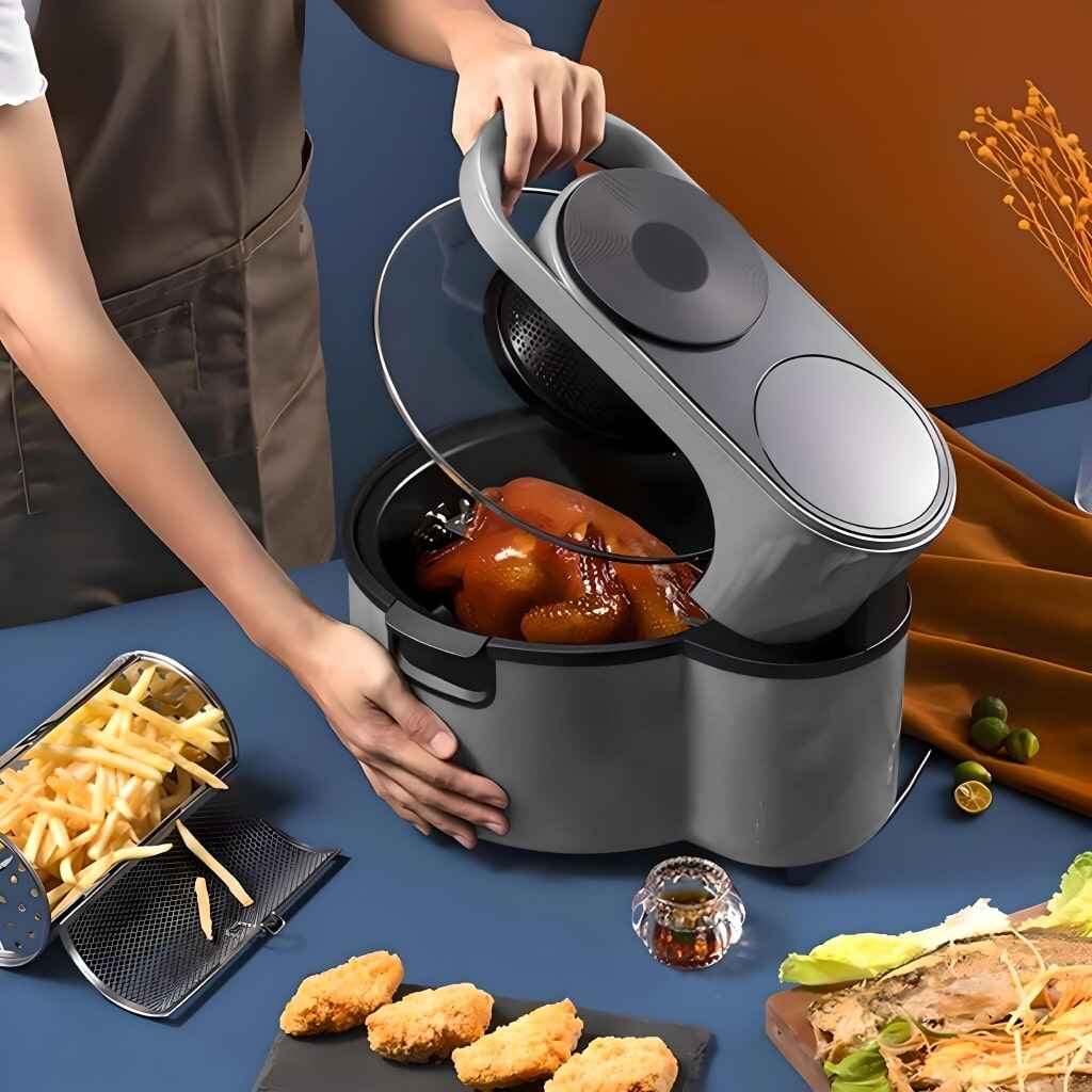 Versatile Air Fryer & Smart Baking Oven – 8L Multi-Function Electric Cooking Pot with BBQ Grill Rack