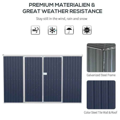 Spacious 11×6 ft Steel Garden Shed – Outdoor Utility Storage with Double Lockable Doors, Dark Grey