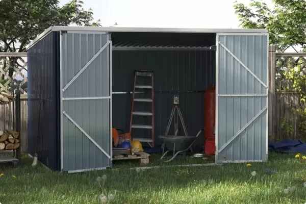 Spacious 11×6 ft Steel Garden Shed – Outdoor Utility Storage with Double Lockable Doors, Dark Grey