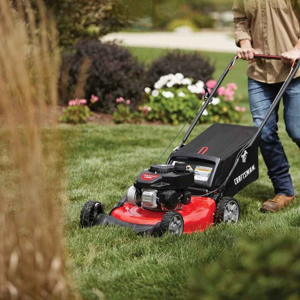 Gas Powered Lawn Mower, 21-Inch 3-in-1 Mulching Push Mower with Bag, 140cc