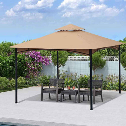 Outdoor Patio Square Steel Gazebo Canopy With Double Roof