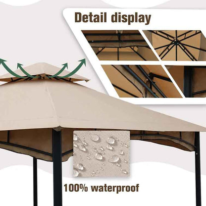 Outdoor Patio Square Steel Gazebo Canopy With Double Roof