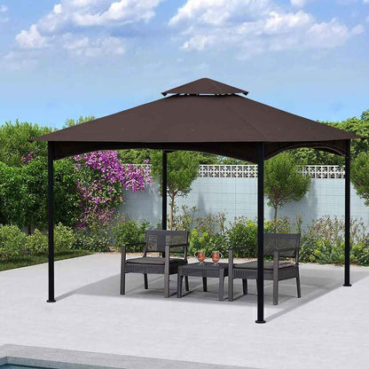 Outdoor Patio Square Steel Gazebo Canopy With Double Roof